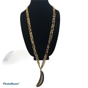 Boho Long Wood seed bead multi stand necklace